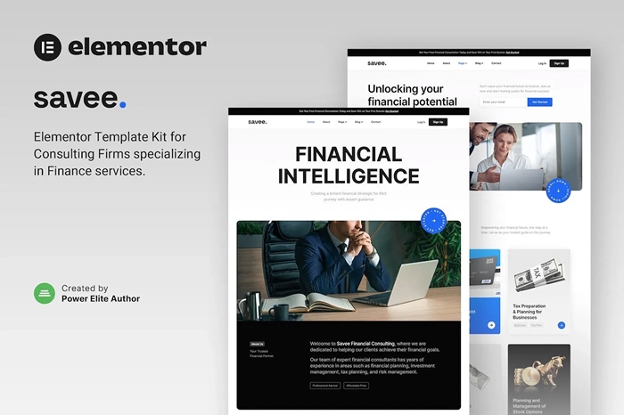 Savee – Financial Consulting Elementor Template Kit 1.0.0