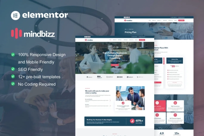 MindBizz – Business Consulting Elementor Pro Template Kit 1.0.0