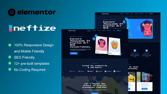 Neftize – NFT Portfolio & Digital Items Elementor Template Kit 1.0.0