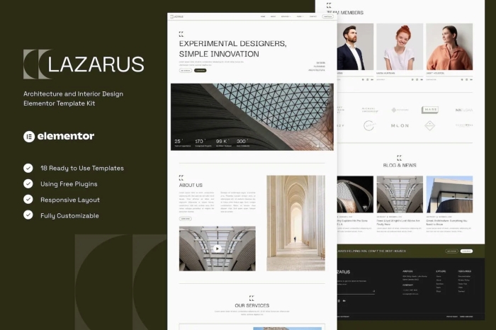 Lazarus – Architecture & Interior Design Elementor Template Kit 1.0.0