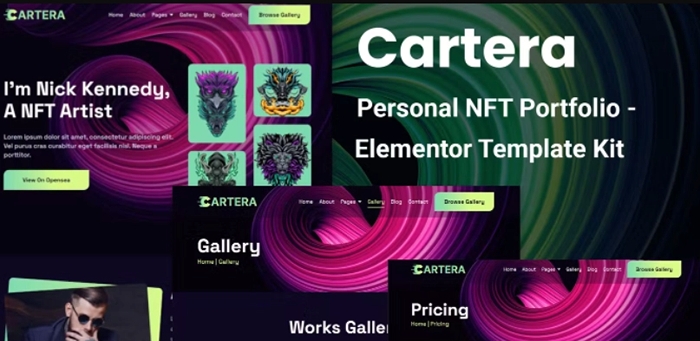 Cartera - Personal NFT Portfolio Elementor Template Kit 1.0.0