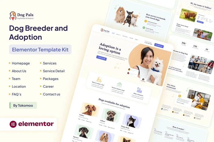 Dog Pals - Dog Breeder & Adoption Elementor Template Kit 1.0.0