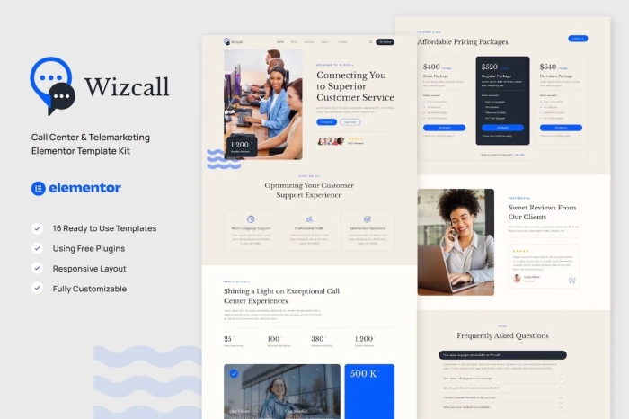 Wizcall – Call Center & Telemarketing Elementor Template Kit 1.0.0