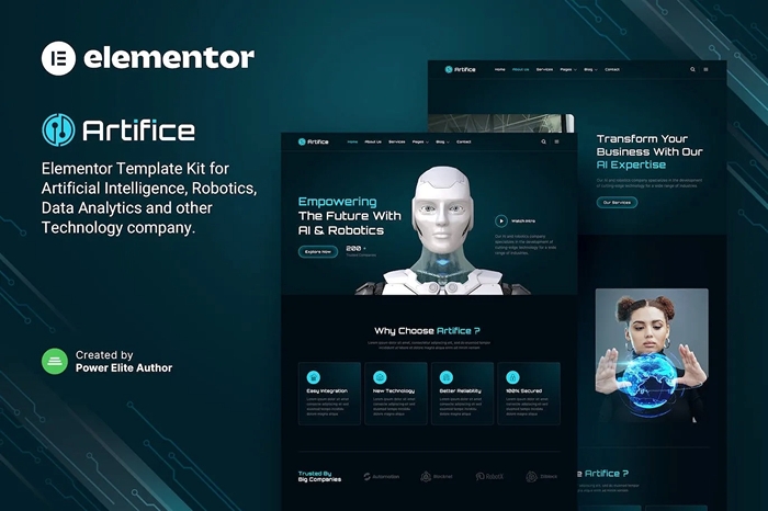 Artifice – AI & Robotics Elementor Template Kit 1.0.0
