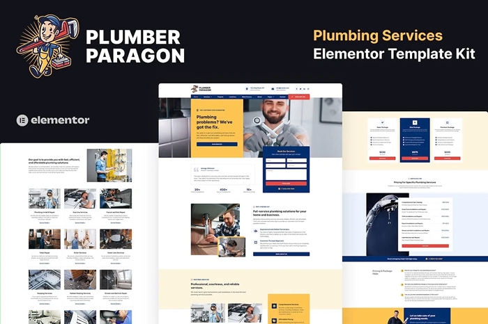 Plumber Paragon – Plumbing Services Elementor Pro Template Kit 1.0.0