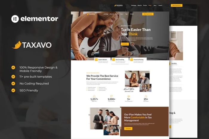 Taxavo – Tax Advisor & Financial Consulting Elementor Template Kit 1.0.0