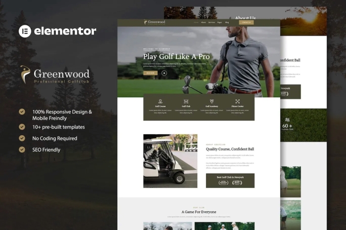Greenwood - Golf Club & Academy Elementor Template Kit 1.0.0