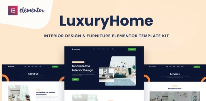 LuxuryHome – Interior Design & Furniture Elementor Template Kit 1.0.0
