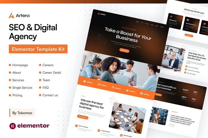 Artera - SEO & Digital Agency Elementor Pro Template Kit 1.0.0
