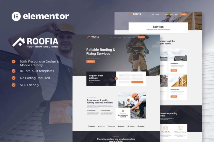 Roofia - Roofing Services Elementor Template Kit 1.0.0