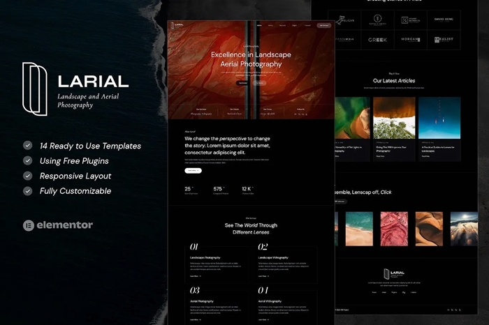 Larial - Landscape & Aerial Photography Elementor Template Kit 1.0.0