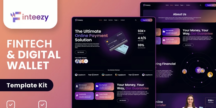 Finteezy – Fintech Startup & Digital Wallet Elementor Template Kit 1.0.0