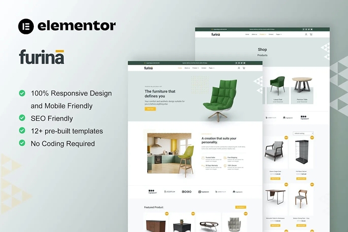 Furina – Furniture Shop WooCommerce Elementor Pro Template Kit 1.0.0