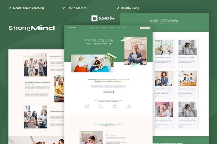 StrongMind – Mental Health & Psychologist Elementor Pro Template Kit 1.0.0