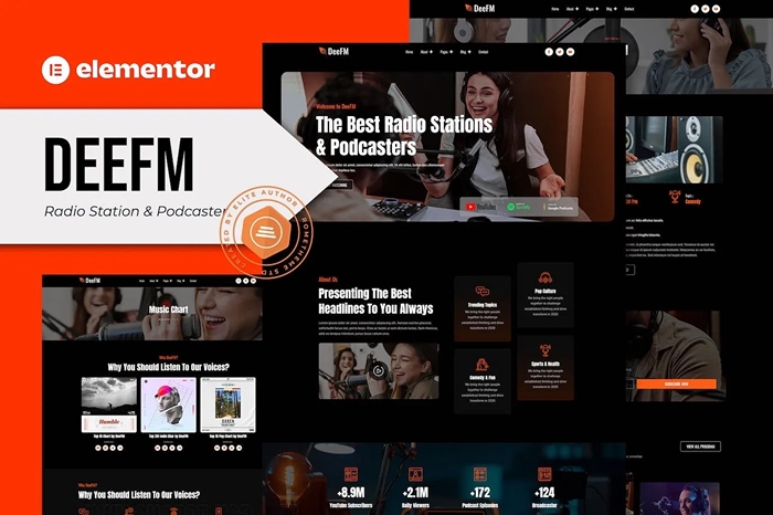 DeeFM – Radio Station & Podcaster Elementor Pro Template Kit 1.0.0