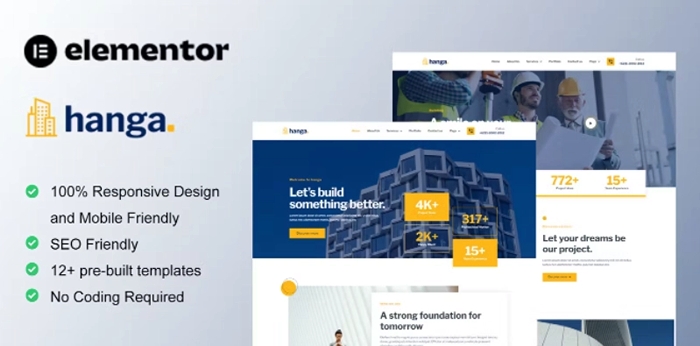 Hanga – Construction & Building Elementor Template Kit 1.0.0