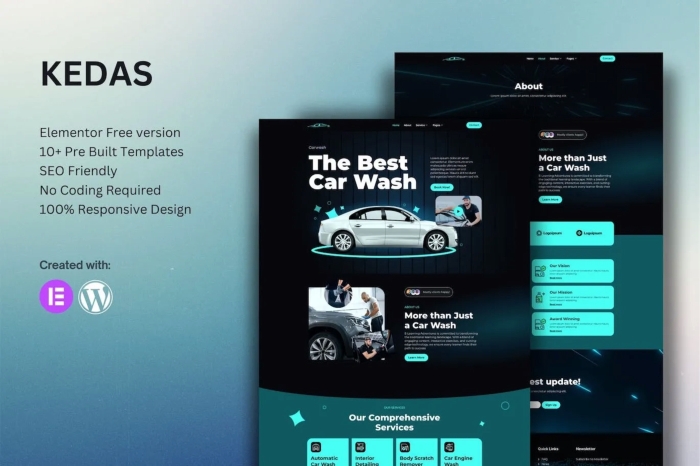 Kedas - Car Wash & Detailing Service Elementor Template Kit 1.0.0
