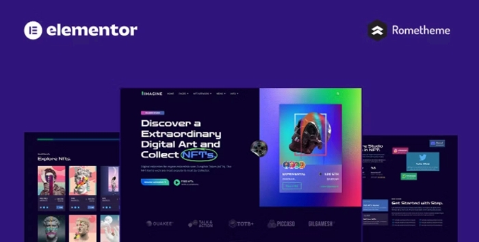 IMAGINE – Creative NFT Portfolio Elementor Pro Full Site Template Kit 1.0.0