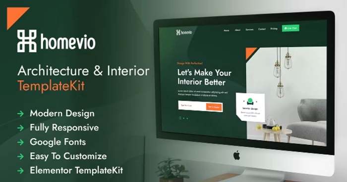 Homevio – Architecture Interior Elementor Template Kit 1.0.0