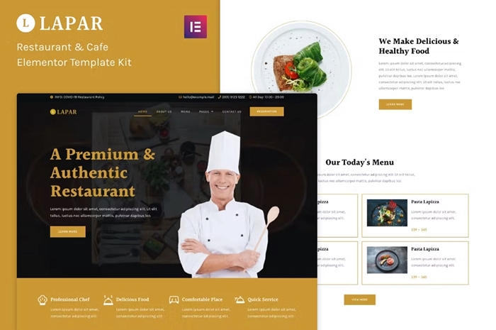 Lapar – Restaurant & Cafe Elementor Template Kit 1.0.0