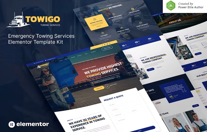 Towigo - Emergency Towing Services Elementor Template Kit 1.0.0