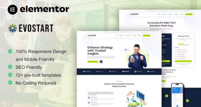 Evostart – Tech Startup Company Elementor Pro Template Kit 1.0.0
