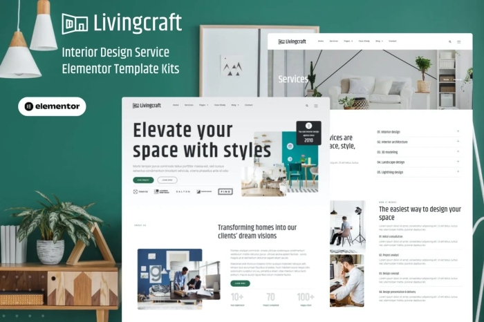 Livingcraft – Interior Design Services Elementor Pro Template Kit 1.0.0