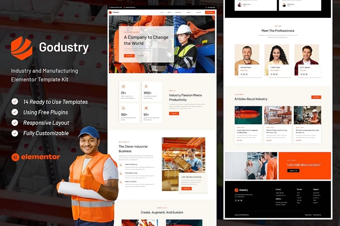 Godustry – Industry & Manufacturing Elementor Template Kit 1.0.0