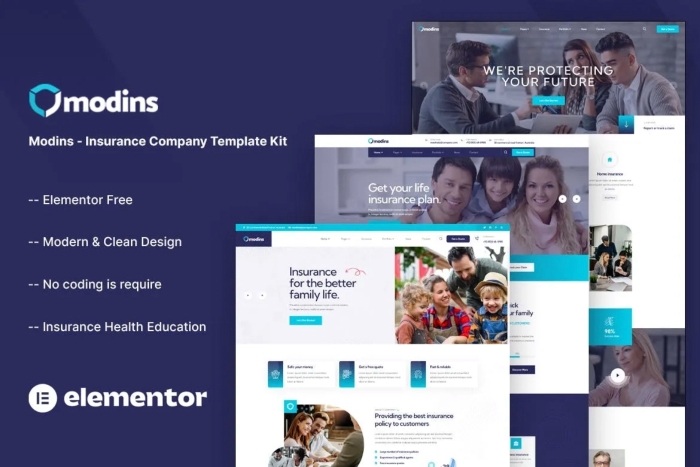 Modins – Insurance Company Elementor Template Kit 1.0.0