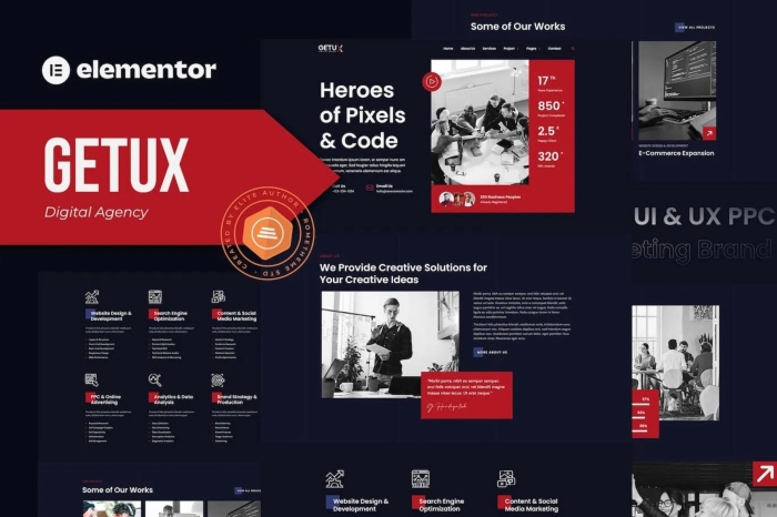 Getux – Modern Digital Agency Elementor Template Kit 1.0.0