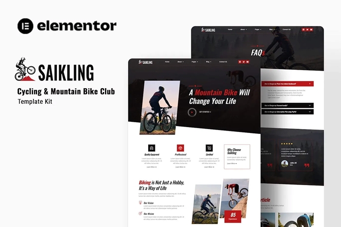Saikling - Cycling Mountain Bike Club Elementor Template Kit 1.0.0