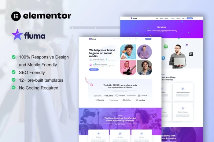 Fluma – Influencer Marketing Agency Elementor Pro Template Kit 1.0.0