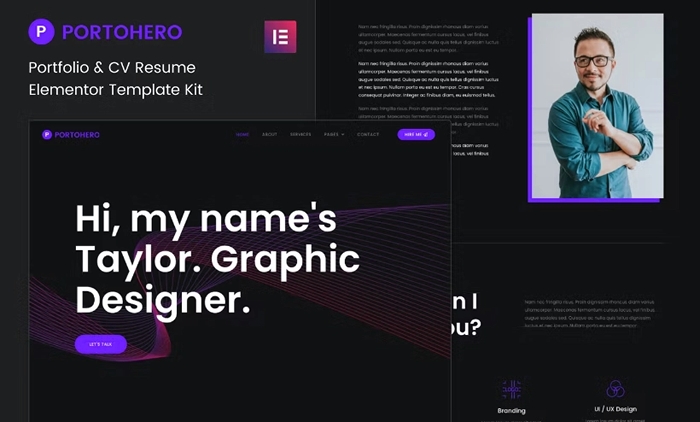 Portohero – Personal Portfolio & CV Elementor Template Kit 1.0.0