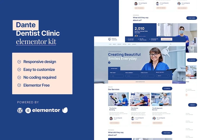 Dante – Dentist & Dental Clinic Elementor Template Kit 1.0.0
