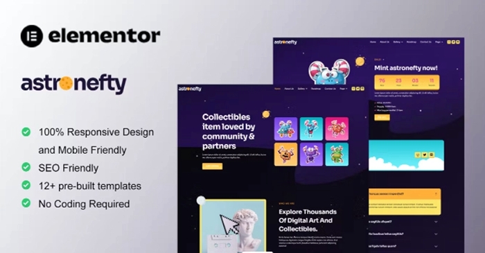 Astronefty – NFT Portfolio Elementor Template Kit 1.0.0