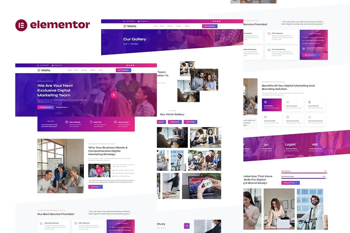 Wefa – Digital Marketing & Brand Design Agency Elementor Template Kit 1.0.0