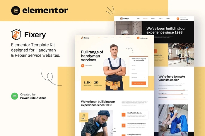 Fixery - Handyman & Repair Services Elementor Template Kit 1.0.0