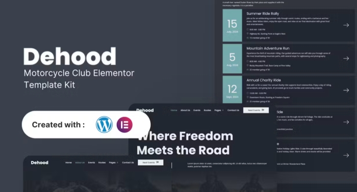 Dehood – Motorcycle Club Elementor Template Kit 1.0.0