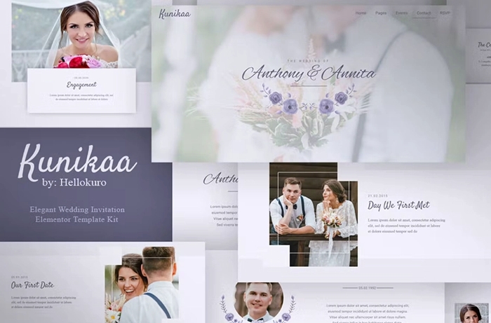Kunikaa – Wedding Invitation Elementor Template Kit 1.0.0