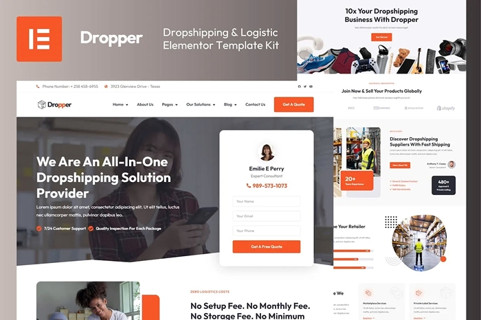 Dropper – Dropshipping & Logistic Elementor Template Kit 1.0.0