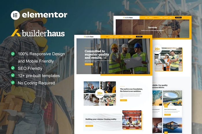 BuilderHaus – Construction Company Elementor Pro Template Kit 1.0.0