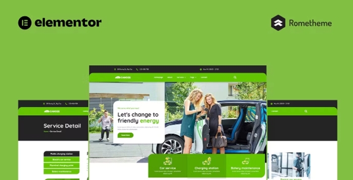 Caroze – Charging Station &EV Servicing Elementor Pro Full Site Template Kit 1.0.0