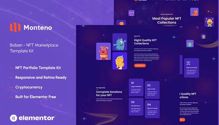 Monteno - NFT Portfolio Elementor Template Kit 1.0.0