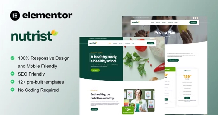 Nutrist – Healthy Food & Nutrition Service Elementor Template Kit 1.0.0