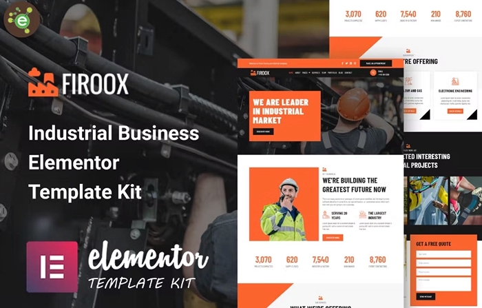 Firoox – Industrial Business Elementor Template Kit 1.0.0