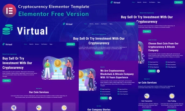 Virtual – Cryptocurency Blockchain & Bitcoin Elementor Template Kit 1.0.0