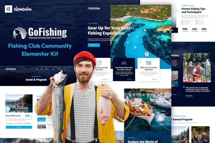 Go Fishing - Fishing Club Community Elementor Template Kit 1.0.0
