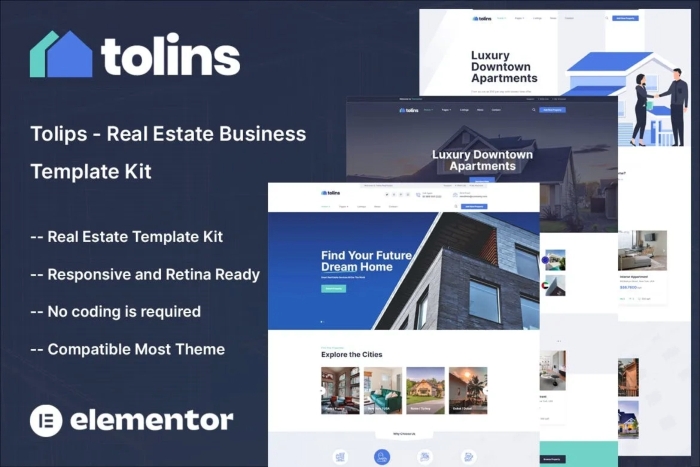 Tolips – Real Estate Business Elementor Template Kit 1.0.0