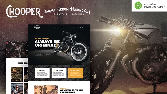 Chooper – Custom Motorcycle Garage Elementor Template Kit 1.0.0