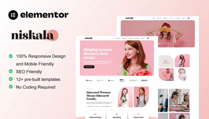 Niskala – Feminine Business Elementor Template Kit 1.0.0